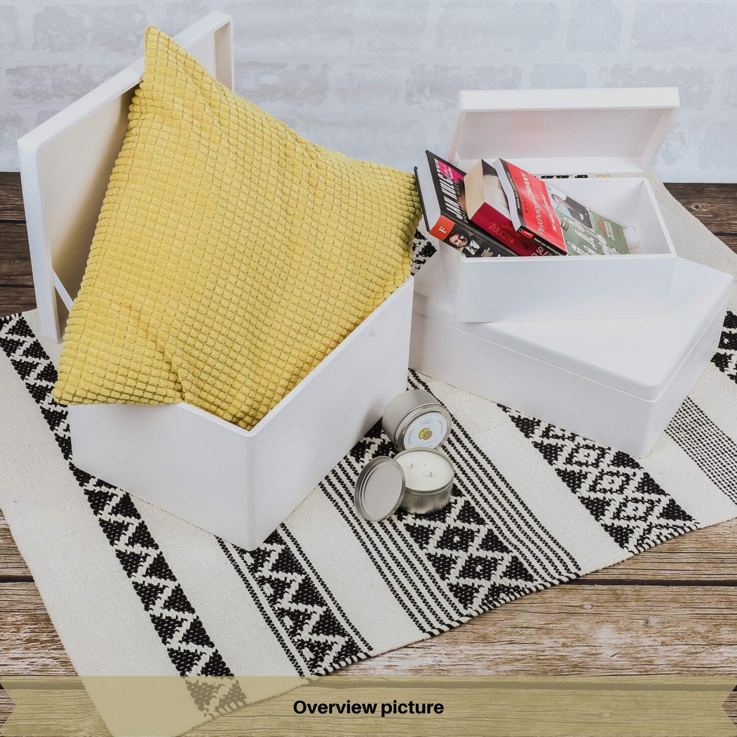 Creative Deco Large White Wooden Box Storage with Hinged Lid | 11.8x7.87x5.51in (+-0.5) | Keepsake Gift Box for Tool Dog Toy Kitchen Storage | ROUGH UNSANDED Wood Chest Trunk