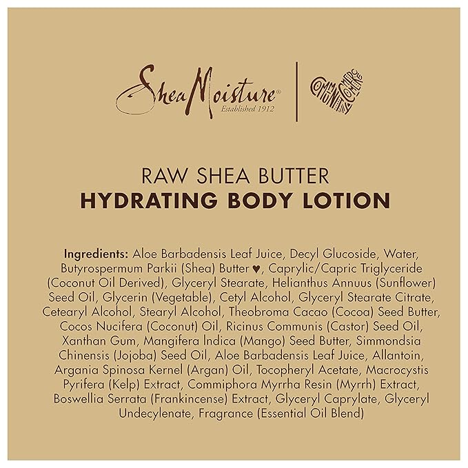 Sheamoisture Hydrating Body Lotion for Dry Skin Raw Shea Butter Paraben Free Lotion 13 oz