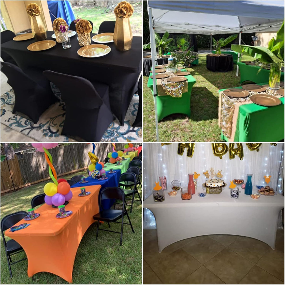 4Pack Spandex Waterproof Table Covers 4ft,Spandex 4ft Waterproof Table Cover for Party,Wedding, Banquet, and Events(Champagne)