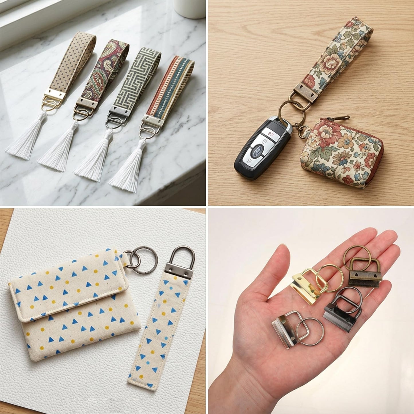 Kifmurase 40 PCS Key Fob Hardware 1 Inch Keychain Hardware Set with Split Ring for Keychain Wristlet, Lanyard, Crafts DIY Supplies for Gift(4 Colors)