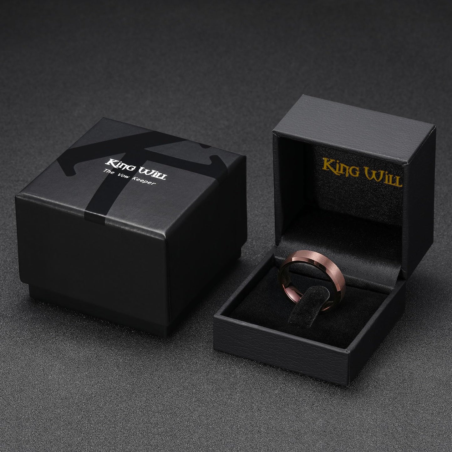 King Will Brown Basic Tungsten Rings For Men 6mm Wedding Band Polished Edge Brushed Matte Promise Ring Comfort Fit, Size 11