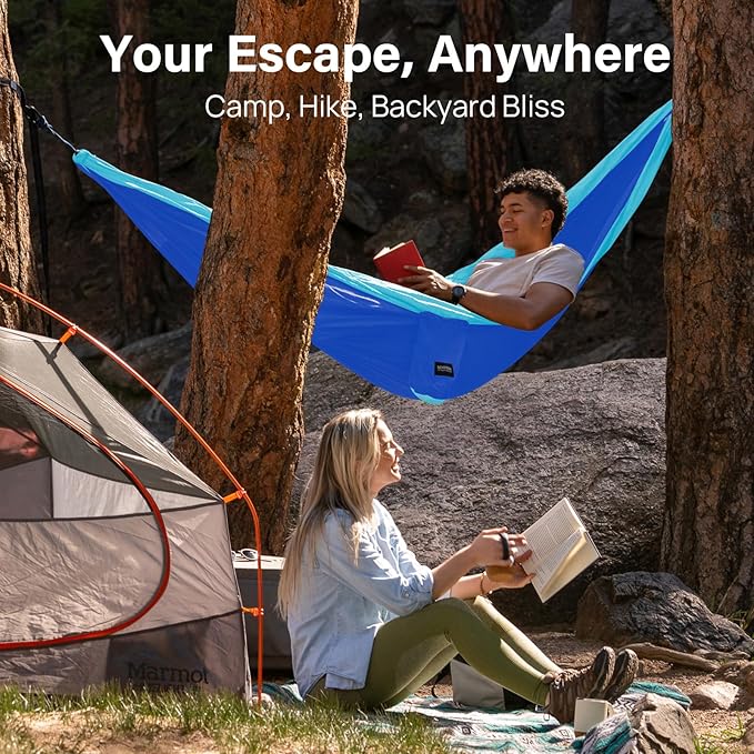 Kootek Camping Hammock, Portable Hammocks with Tree Straps & Attached Carry Bag, Camping Essentials Gear, Perfect for Outside Indoor Hiking Beach Backpack Travel
