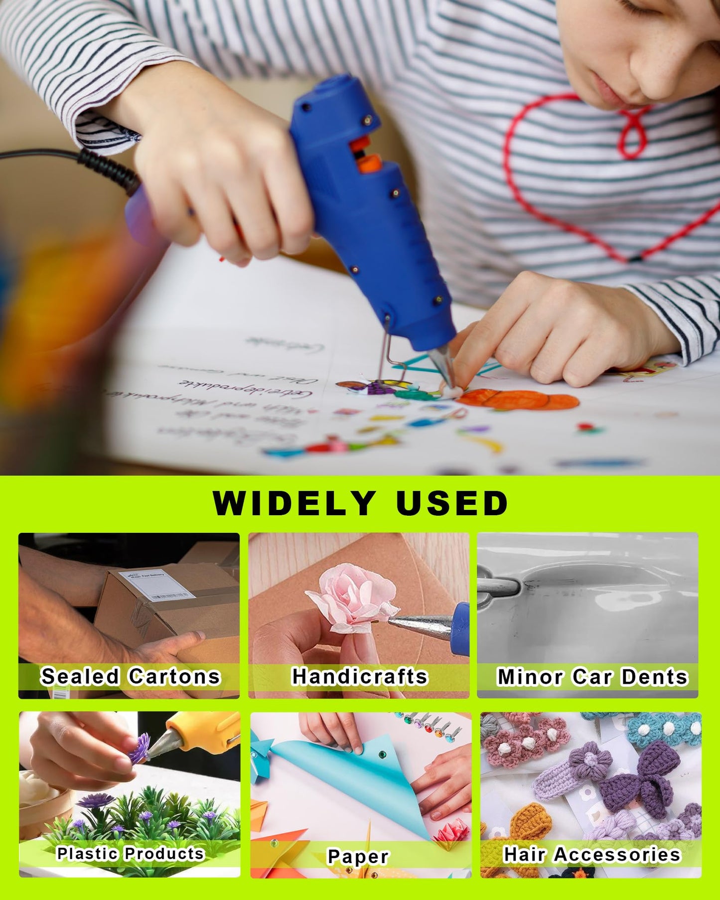 Car Dent Repair Kit Includes A 100W Hot Glue Gun + 10pcs Paintless Dent Removal Hot Glue Sticks, Suitable For Car Dent Repair, Home Renovation, Quick Daily Repairs, And Diy Craft Projects