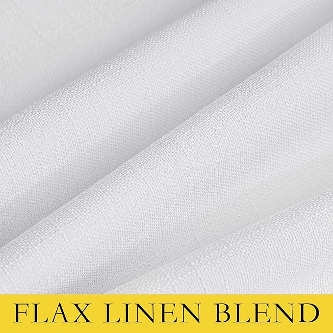 NICETOWN 100% Absolutely Blackout Linen Curtains with Thermal Insulated White Liner, White, W62, 2 Pieces, Noise Reducing Textured Linen Look Curtains for Windows 102 inch Length for Classroom