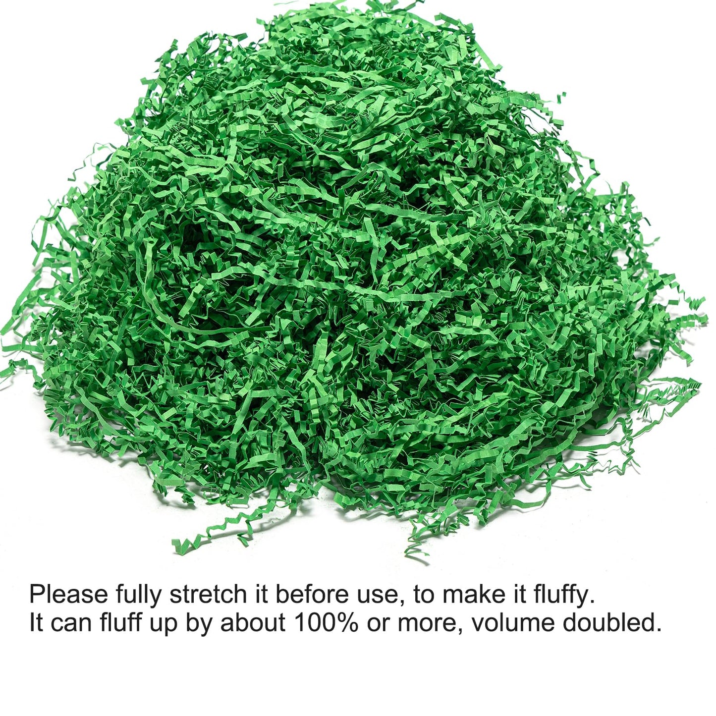 Mefleet 1 LB Crinkle Cut Paper Shred Filler Green Crinkle Shredded Paper for Gift Box - Gift Basket Bag Filler - Grass Cushion Stuffing for Christmas Holiday Packaging Wrapping