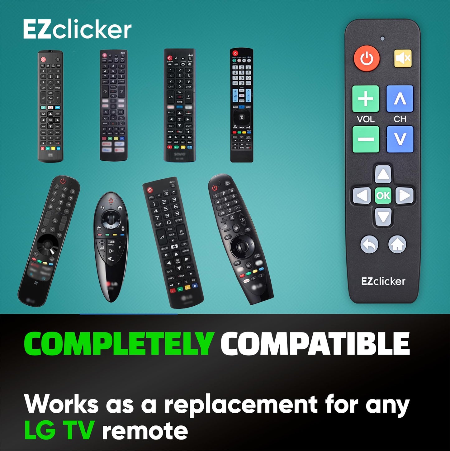 LG Replacement TV Remote Compatible with LG TV's ONLY (Black) Big Button, Simplified and Easy to Use (2xAAA Batteries not Included)