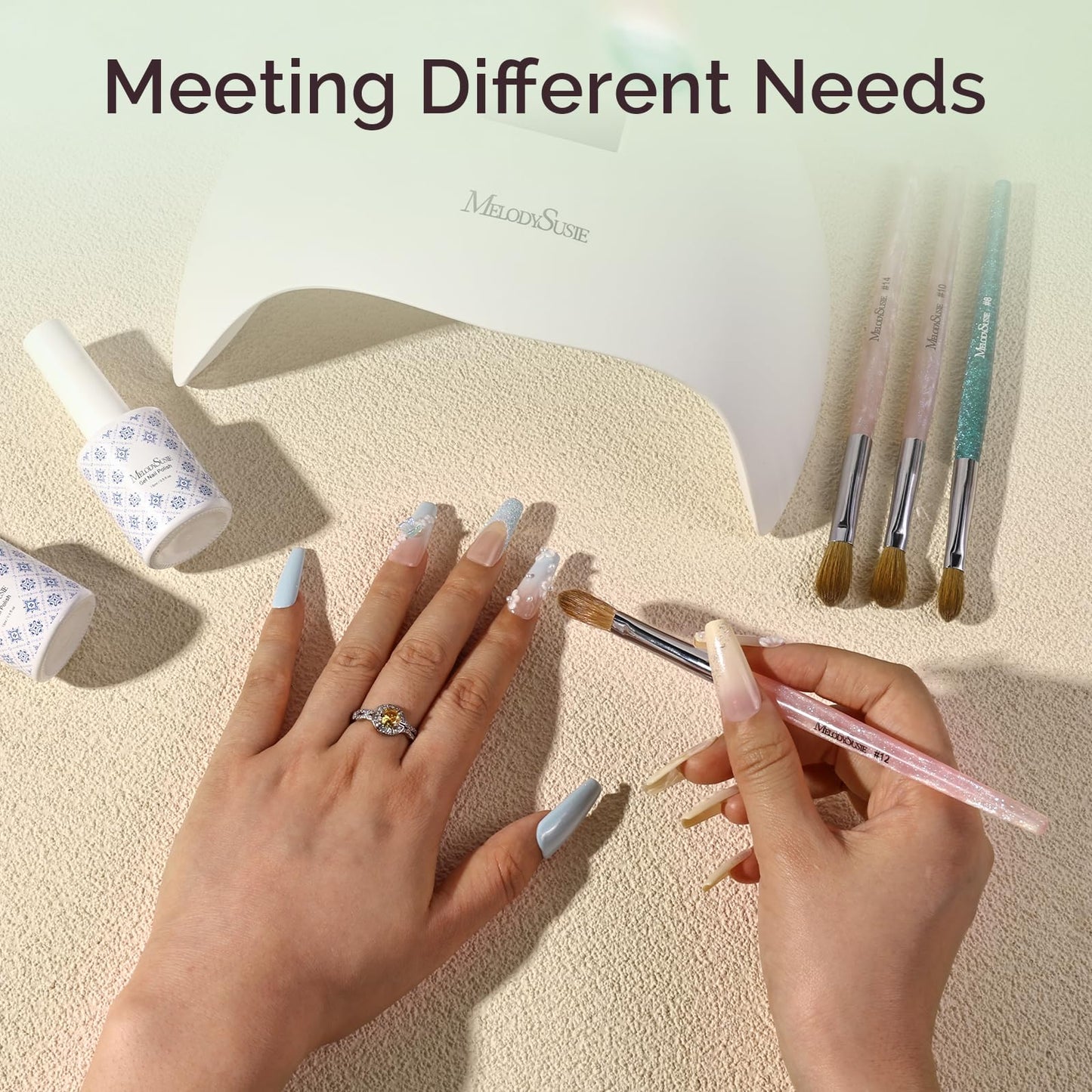 MelodySusie Kolinsky Acrylic Nail Brush,66% Kolinsky Hair Professional Nail Art Brush for Acrylic Application,Aurora Collection Fine Glitter Brush,Size 8