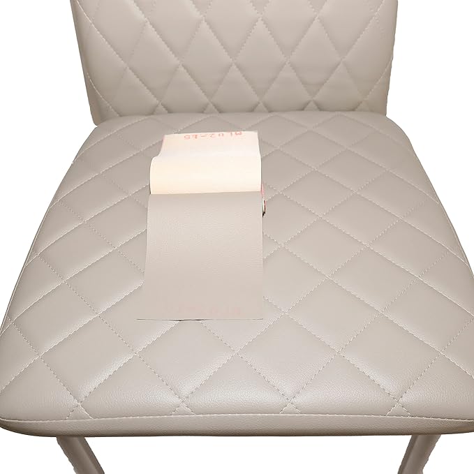 JT Modern Minimalist Dining Chair Fireproof Leather Sprayed Metal Pipe Diamond Grid Pattern Restaurant Home Conference Chair Set of 4 Or 6 (4, Gray Brown)