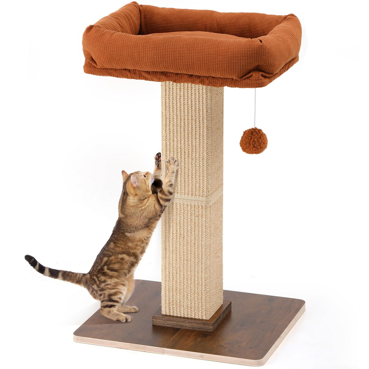 FUKUMARU Retro-Style Cat Scratching Post with Perch for Indoor Adult Cats
