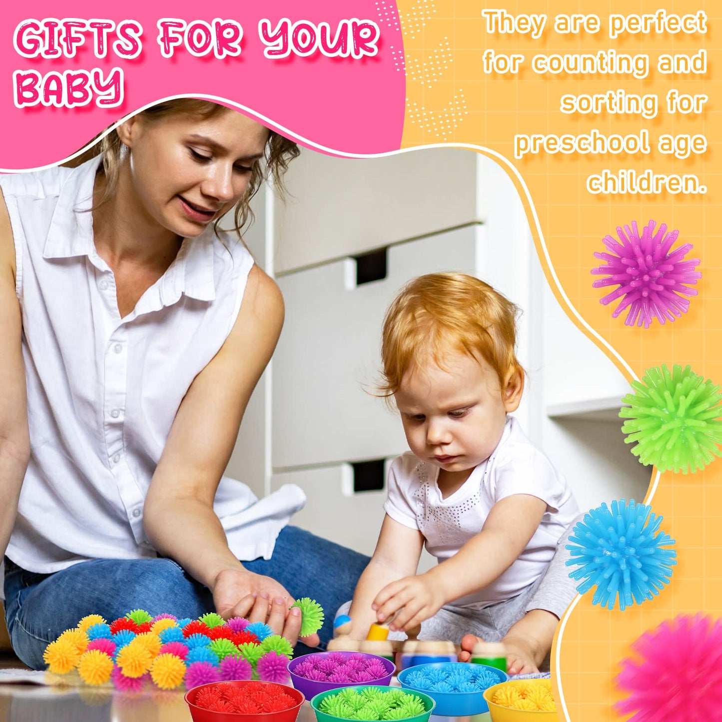 Leitee 71 Pcs Sensory Bin Filler Include 60 Hedge Balls 4 Tweezers 2 Scissors Clips 5 Cups Fine Motor Skills Toys Set for Boys Girls Early Education and Counting Sorting Training(Blue,Classic)