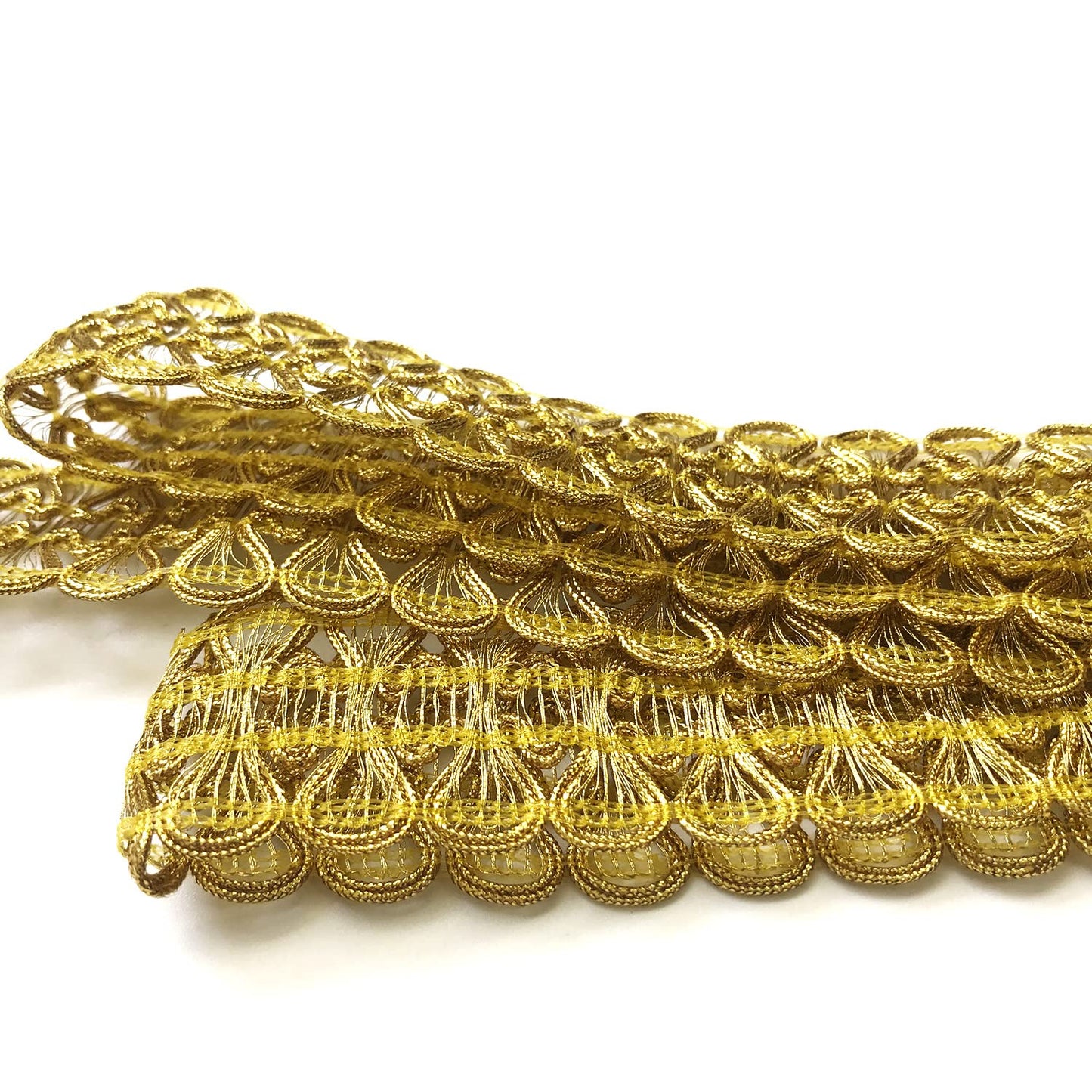 levylisa 10.9 Yards Metallic Braid Lace Trim Lace Ribbon Decorated Gimp Trim for Sewing and Crafting (Gold)