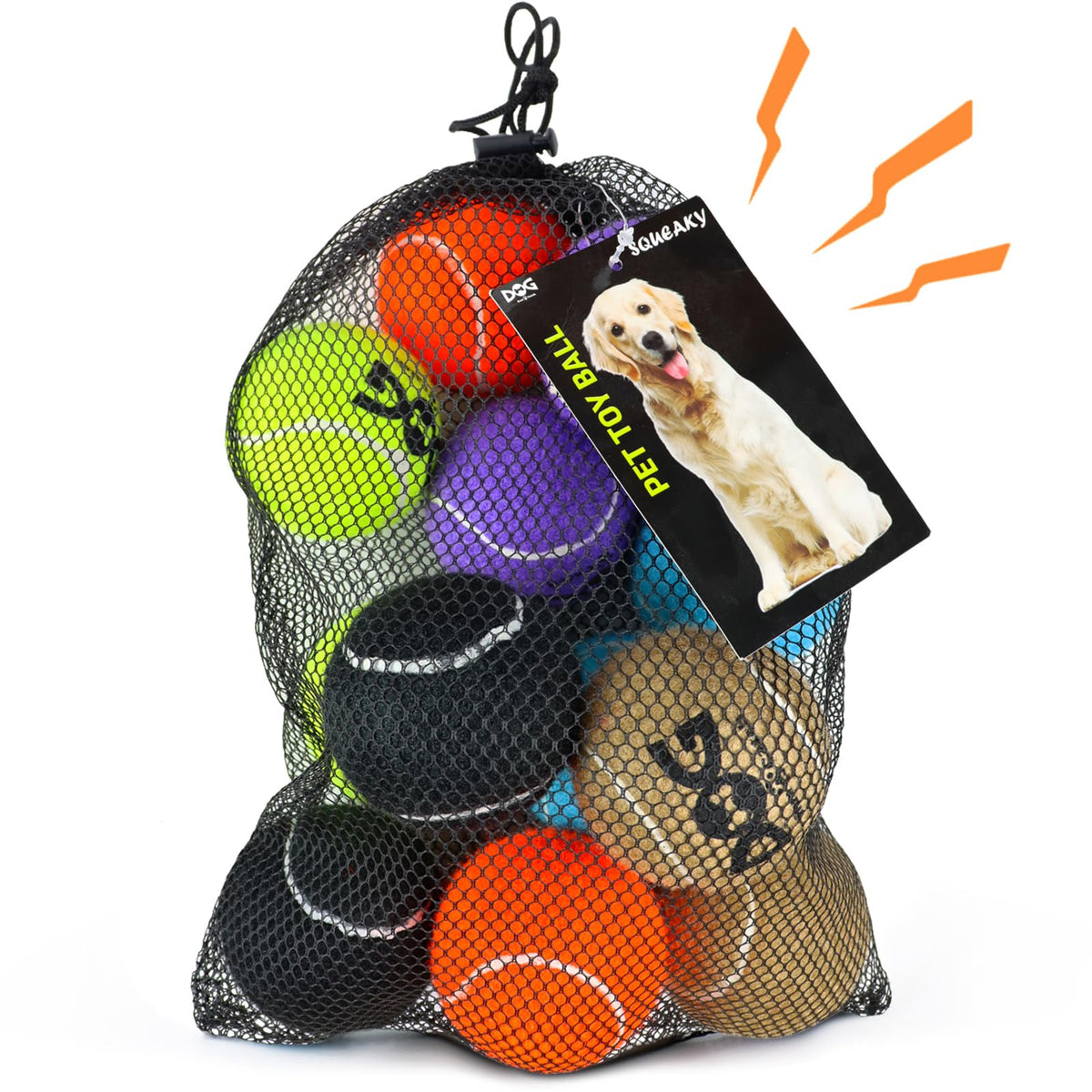 INSUM Tennis Balls for Dogs, 2.5 inches 12 Pack Colorful Dog Toys Balls