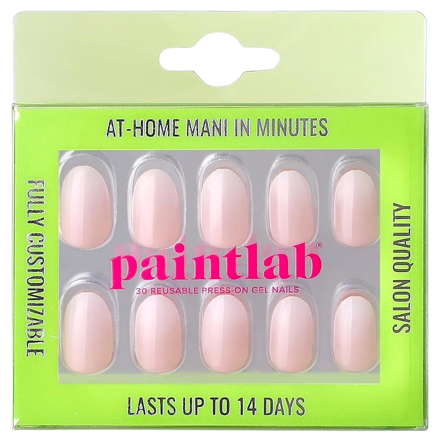 PaintLab Press On Nails - Milky Gradient NudeOval Fake Nails, 30 Nails in 15 Sizes with Glue, Reusable Salon Quality Press On Nails