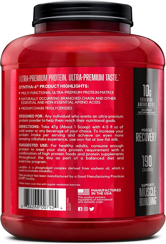 BSN SYNTHA-6 Whey Protein Powder, Micellar Casein, Milk Protein Isolate Powder, Chocolate Cake Batter, 48 Servings (Package May Vary)