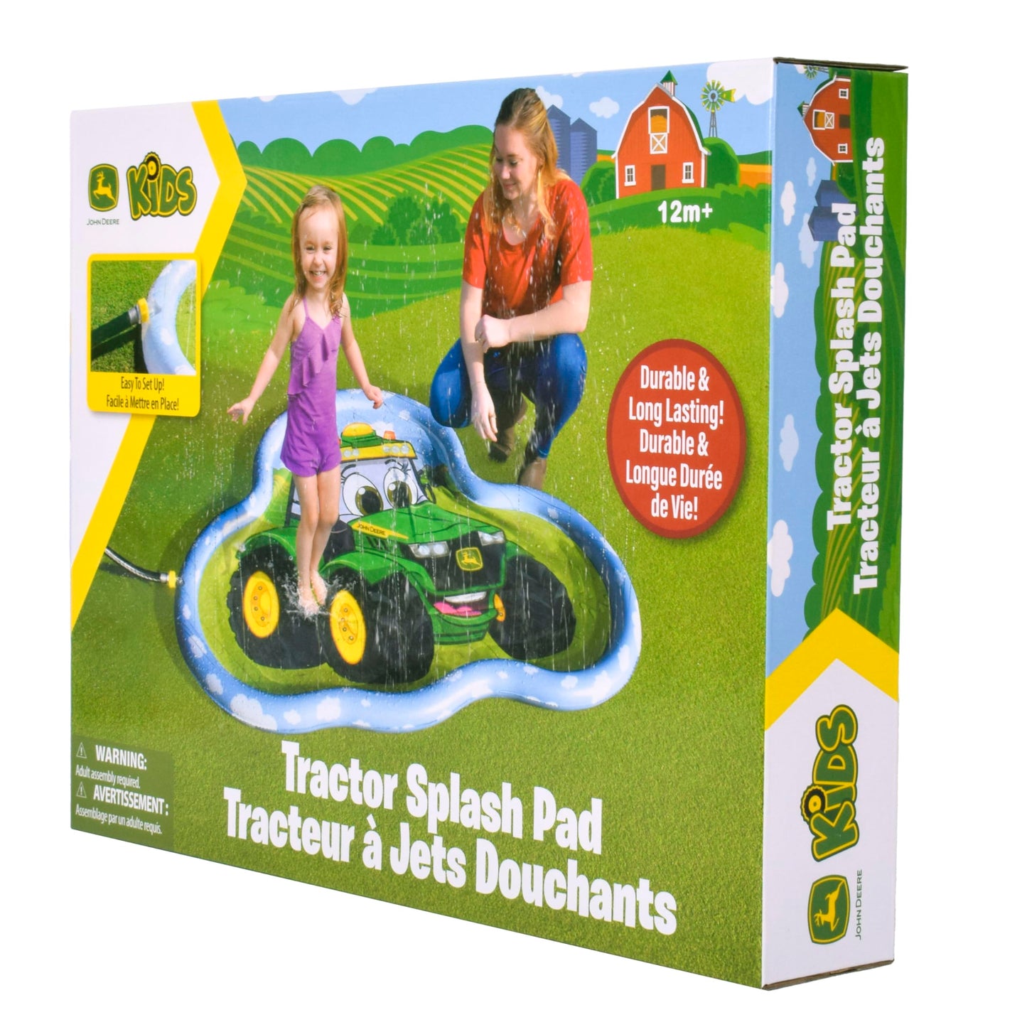 John Deere 3 in 1 Splash Pad Play Sprinkler for Kids and Baby Pool for Learning – Toddler Sprinkler Pool, 60’’ Outside Water Toys