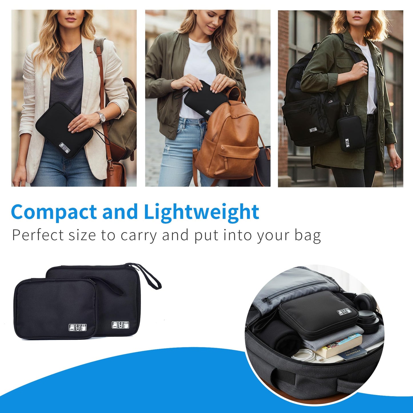 Shelvestar 1 Pack Electronics Travel Organizer Case Tech Accessories Cord Storage Bag