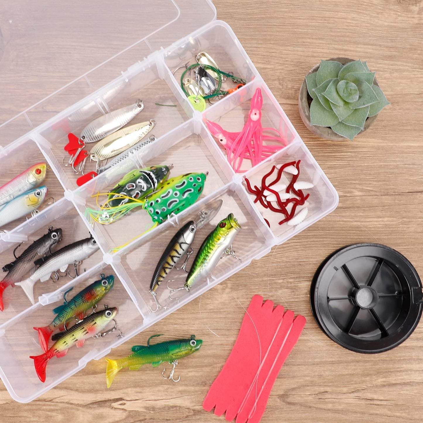 SGHUO 3 Pack 15 Grids Large Plastic Storage Organizer Box,15 Compartments with Dividers for Tackle Box, Beads, Washi Tape, Ribbon, Crafts, Art Supply 10.9X6.5X2.2inch