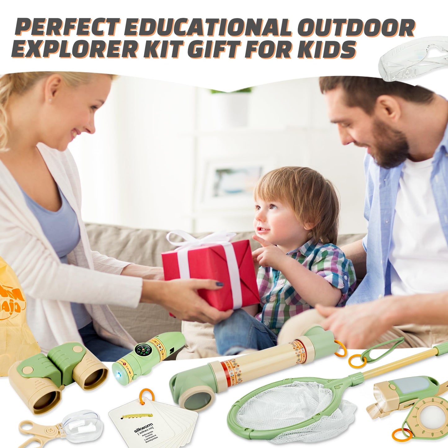 SMILESSKIDDO Kids Explorer Kit, 27 Pcs Outdoor Explorer Kit & Bug Catching Kits - Kid Nature Kits Outdoor Camping Adventure Toys for Kids 3+ Years Old