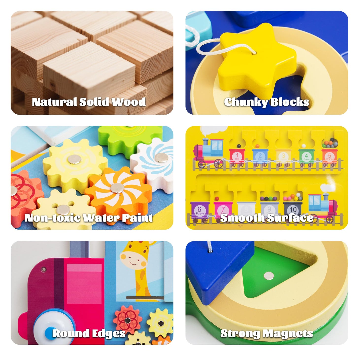 UREDISO Train Activity Wall Busy Board,Wooden Busy Board Train Activity Wall Panels,Montessori Sensory Wall Toys Panel for Kids, Learning Activity Center for Playroom,3 Years Old and Over