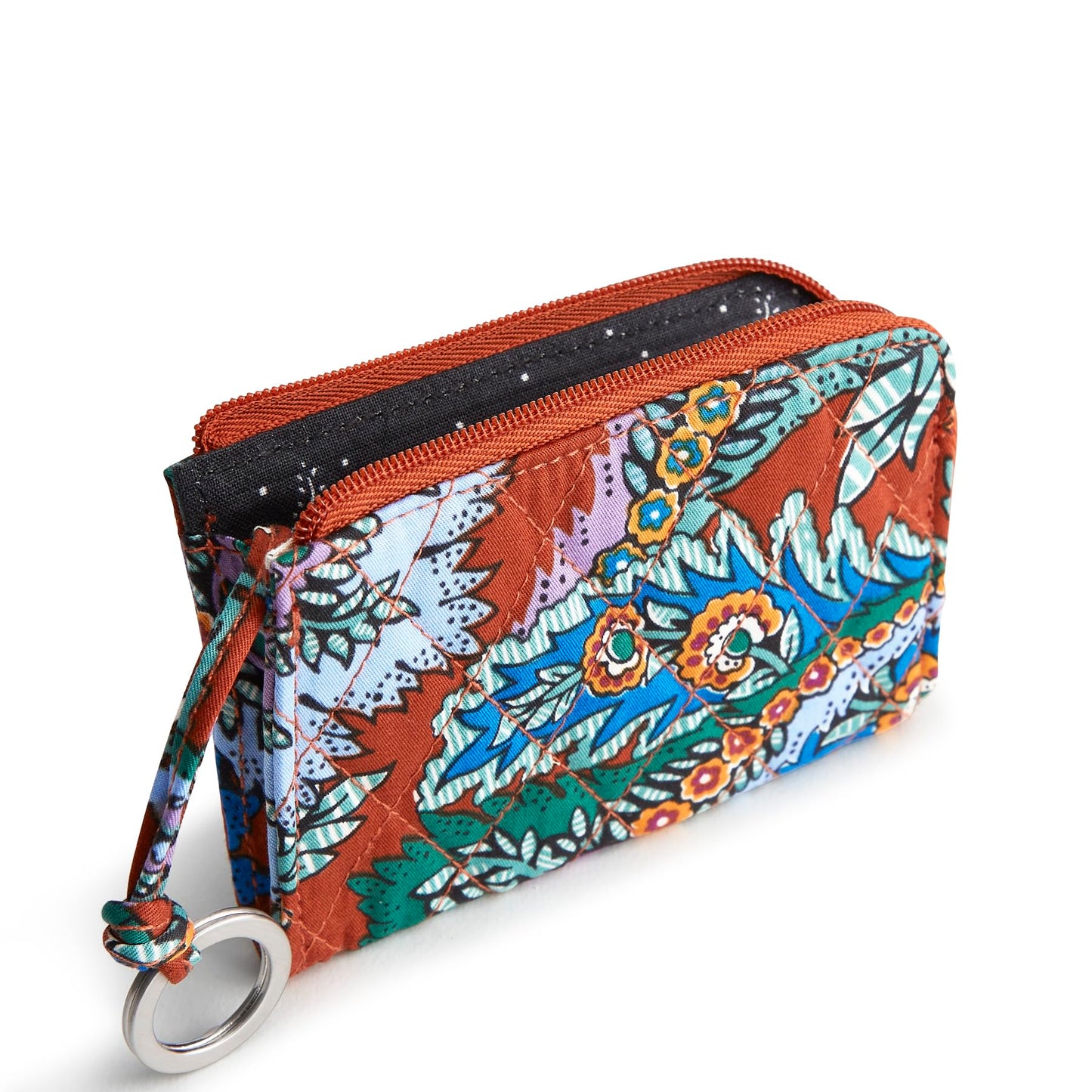 Vera Bradley Women's Premium Cotton Zip Card Pouch ID Case, Flowers + Feathers, One Size