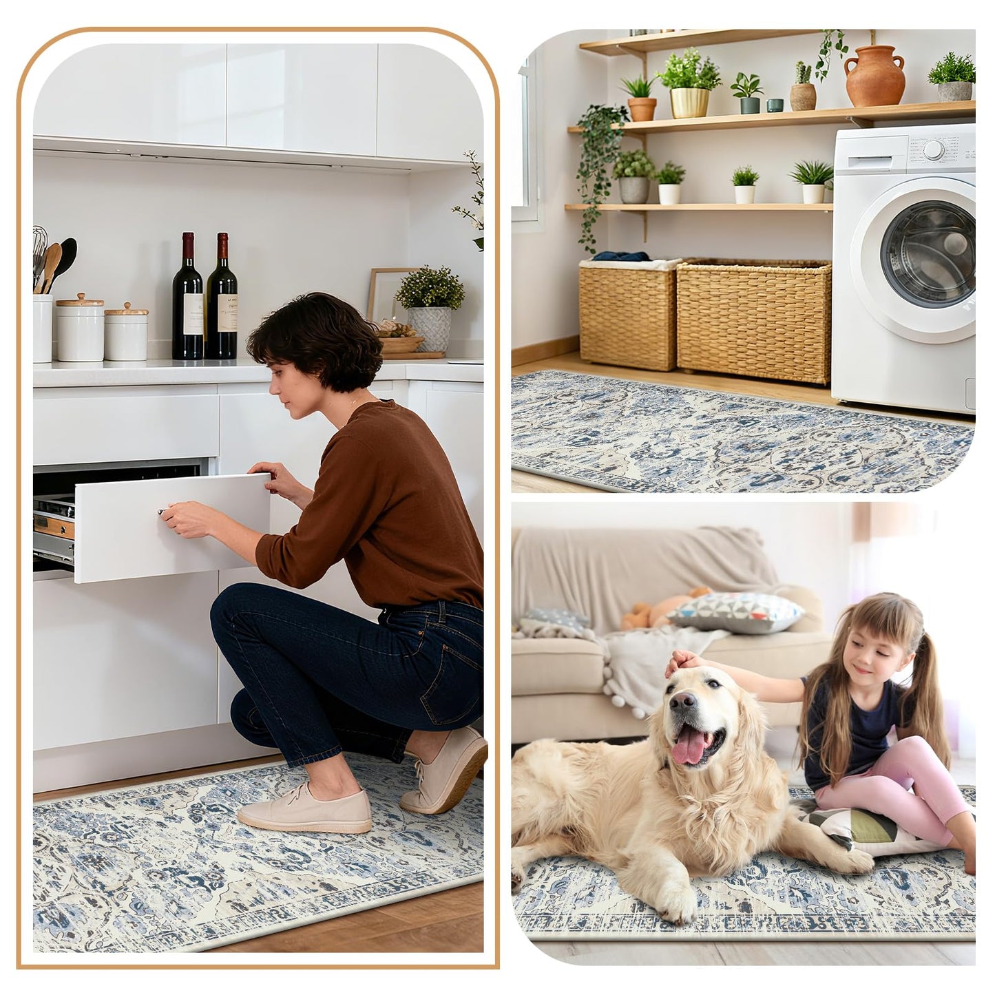 Ileading Anti Fatigue Kitchen Rugs Sets of 2 Cushioned Kitchen Mats for Floor Waterproof Kitchen Mat Set Non Slip Comfort Standing Mat for Kitchen, Office, Sink, Laundry
