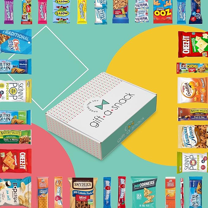 Gift A Snack - Halloween Trick or Treats Snack Box Variety Pack Care Package + Greeting Card (40 Count) Birthday Sweet Treats Gift Basket, Candies Chips Crackers Bars, Office Food Assortments