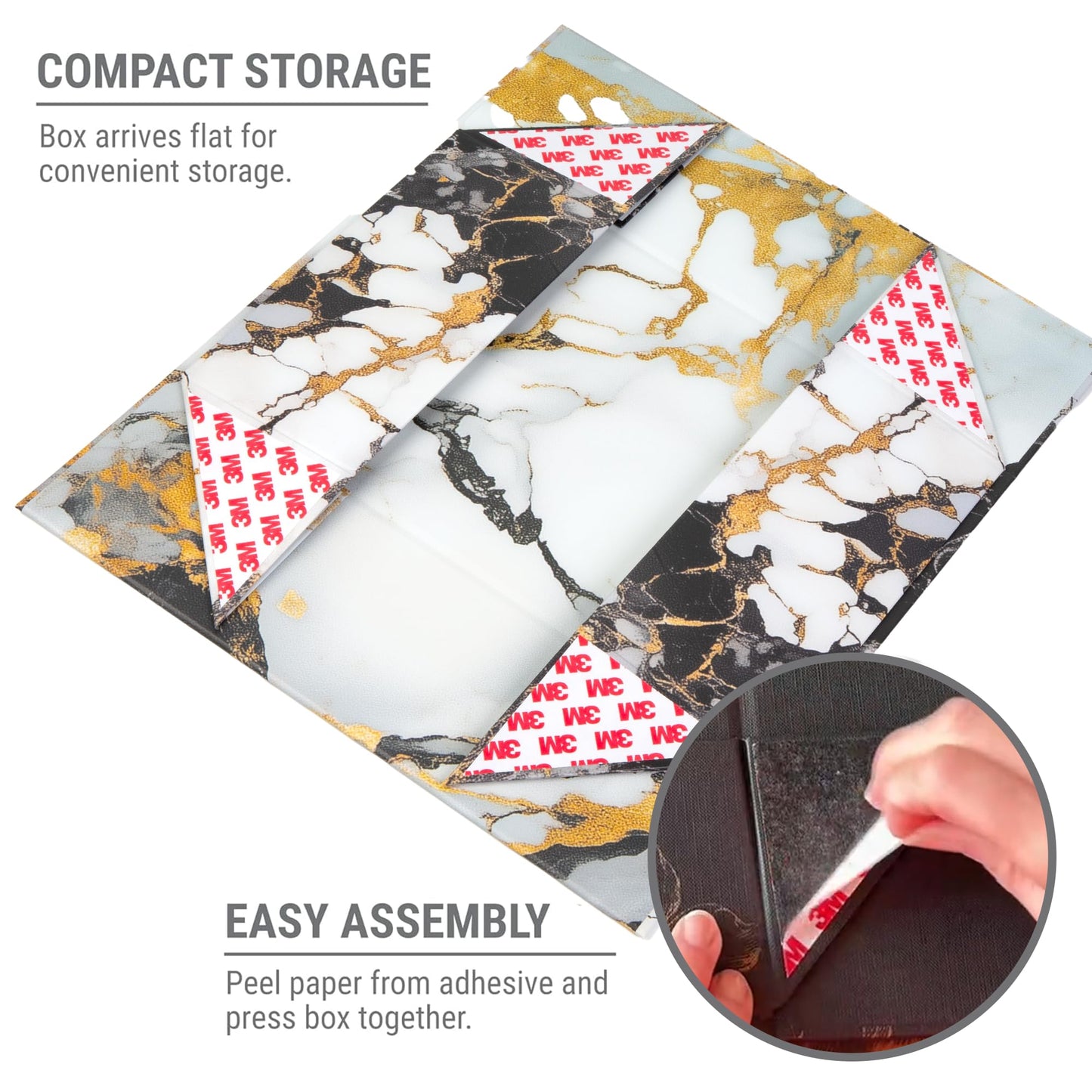 Sorarto Luxury Keepsake Gift Box 3-Pack | Marble Gold Decorative Boxes with Magnetic Lids for Presents, Wedding Memory Box, and Bridal Gifts. 11.5" x 7.5" x 3.5"
