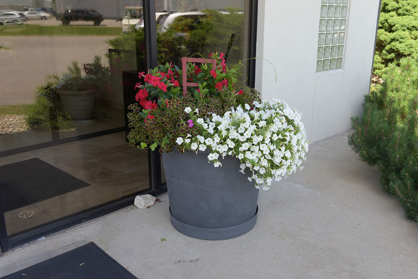Vestil OG-IP-65-GGY Plastic Industrial Planter 36-1/4 in. x 36-1/4 in. x 29-5/8 in. 65 Gallon 800 Lb. Capacity Granite Gray