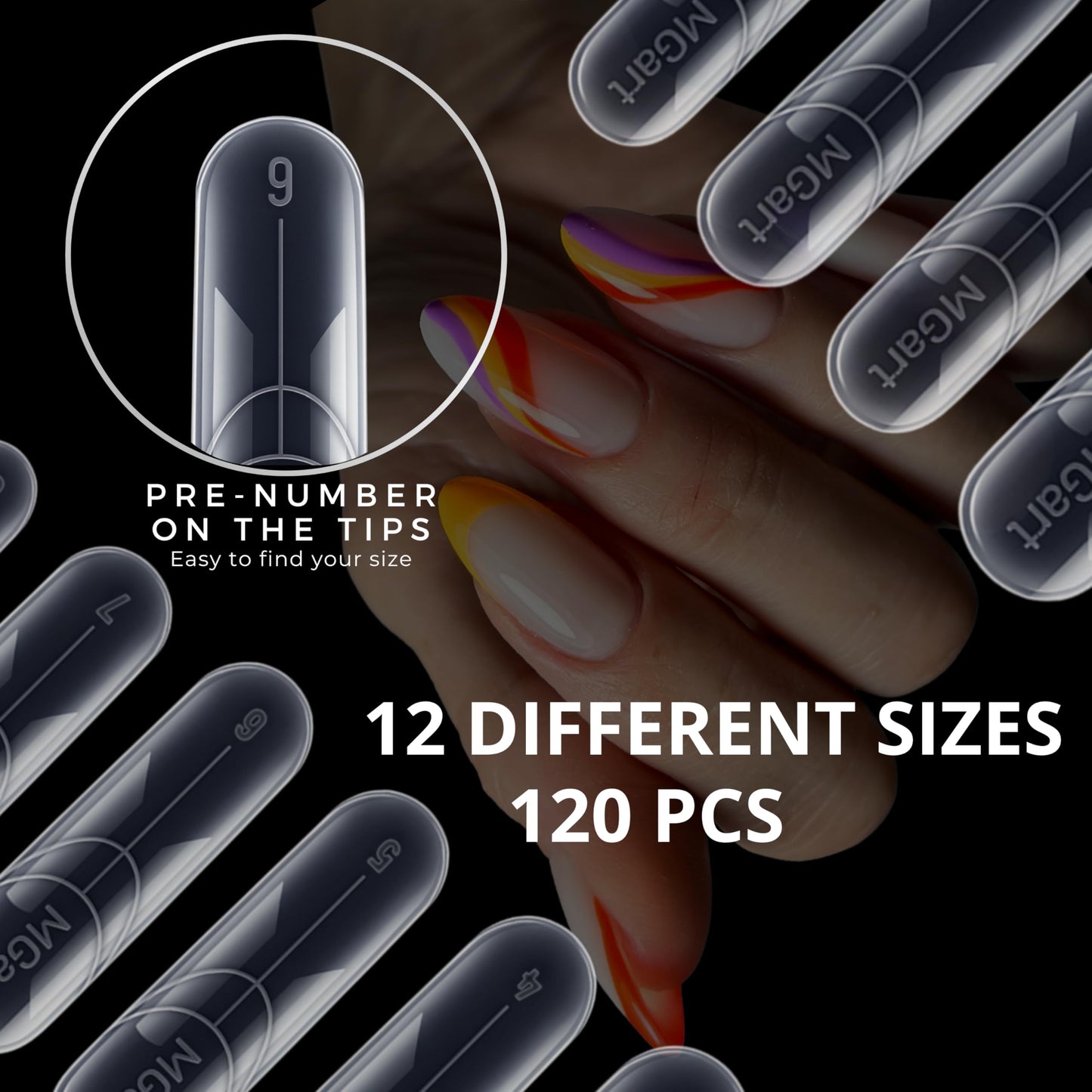 MGART Dual Nail Forms UNIVERSAL SQUARE Extension Structure Poly nail gel Full Cover Nail Molds 12 Sizes for Solid Nail Gel Glue Nail Art Design Salon&DIY Russian manicure
