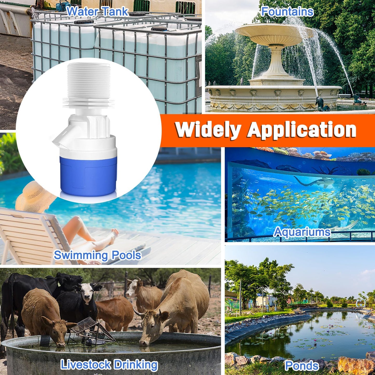 2" Npt Top Inlet Water Float Valve, 2 Inch Big Flow Automatic Water Level Control Float Valve for Water Tank, Water Troughs, Pond, Pool, Livestock, Aquariums (2" Top Inlet)