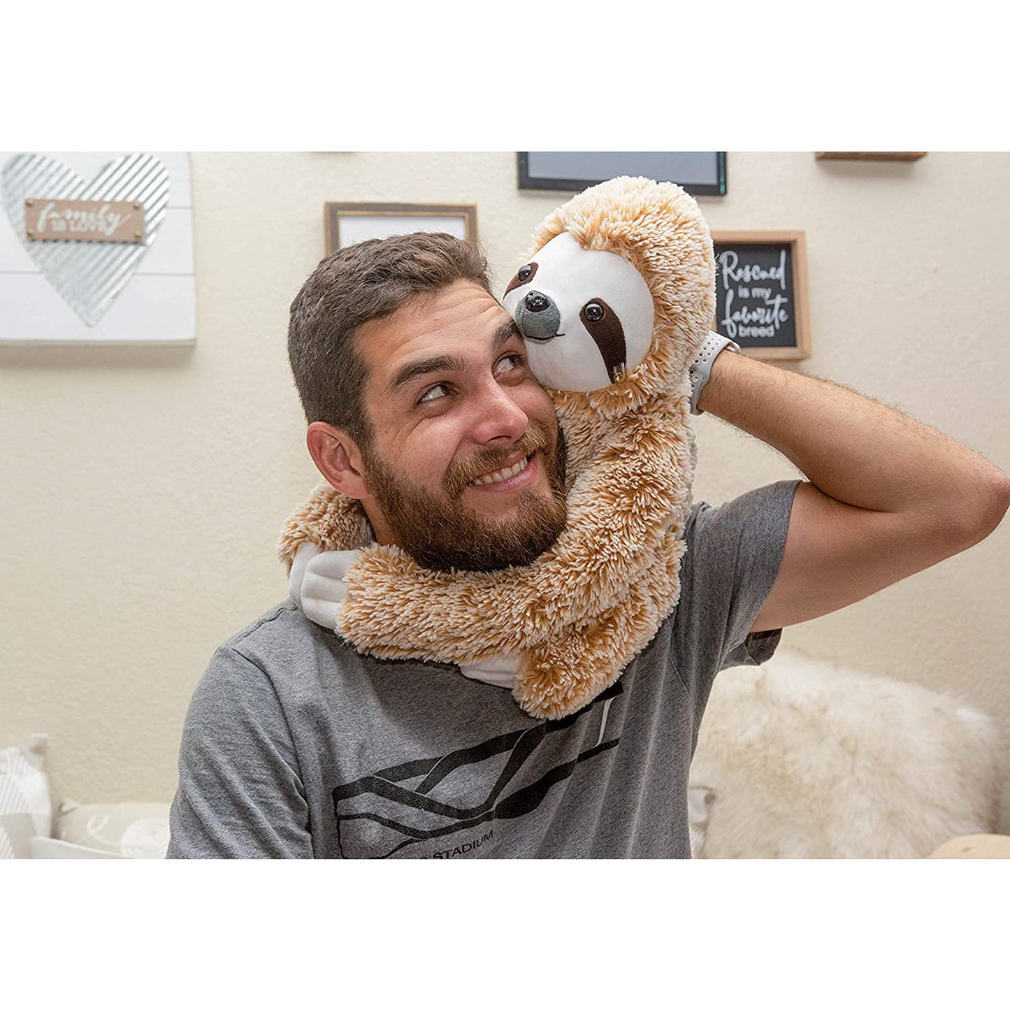 Realistic Sloth Stuffed Plush Toy Animal - Cuddly, Huggable, Silky Fur - Cute Brown Three Toed Sloth for Girlfriend Birthday Gift