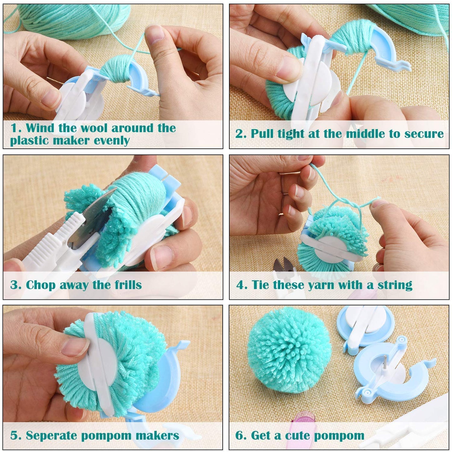 Ayasee Yarn Ball Winder, Hands Operated Swift Yarn Fiber String Ball Wool Winder Machines for Family+4Pompom Maker+10PS Knitting Stitch Markers+10PS Plastic Needles+1PS Scissors(26b)