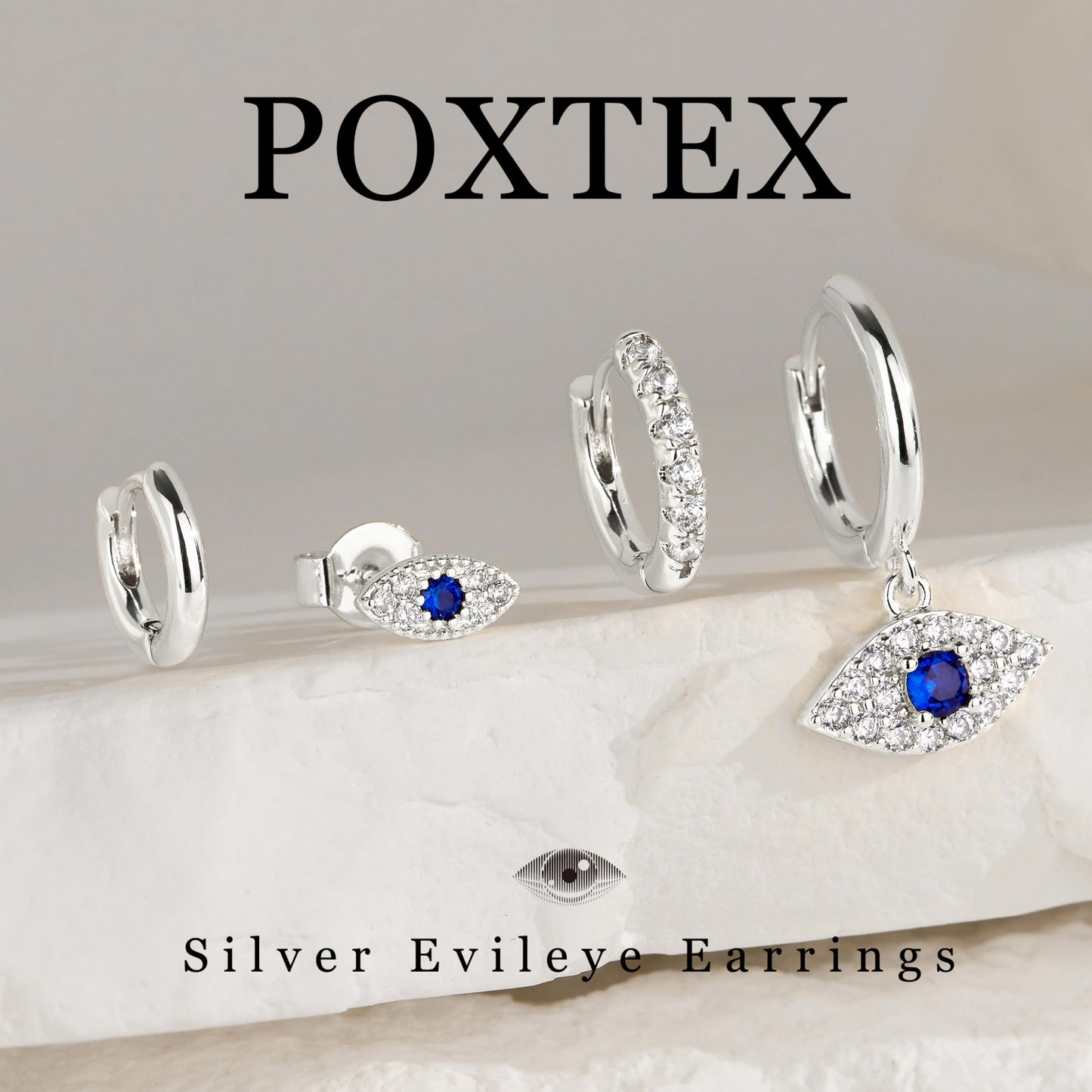 Evil Eye Earrings Set for Women, Silver Evil Eye Dangle Stud Hoop Earring Set for Multiple Piercing, Dainty Earrings for Everyday Wear Protection Jewelry