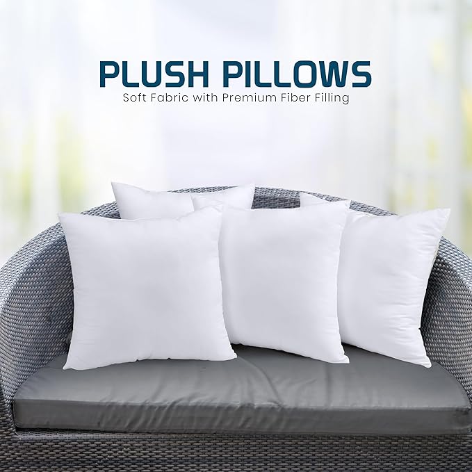 Utopia Bedding Throw Pillows (Set of 4, White), 12 x 12 Inches Pillows for Sofa, Bed and Couch Decorative Stuffer Pillow