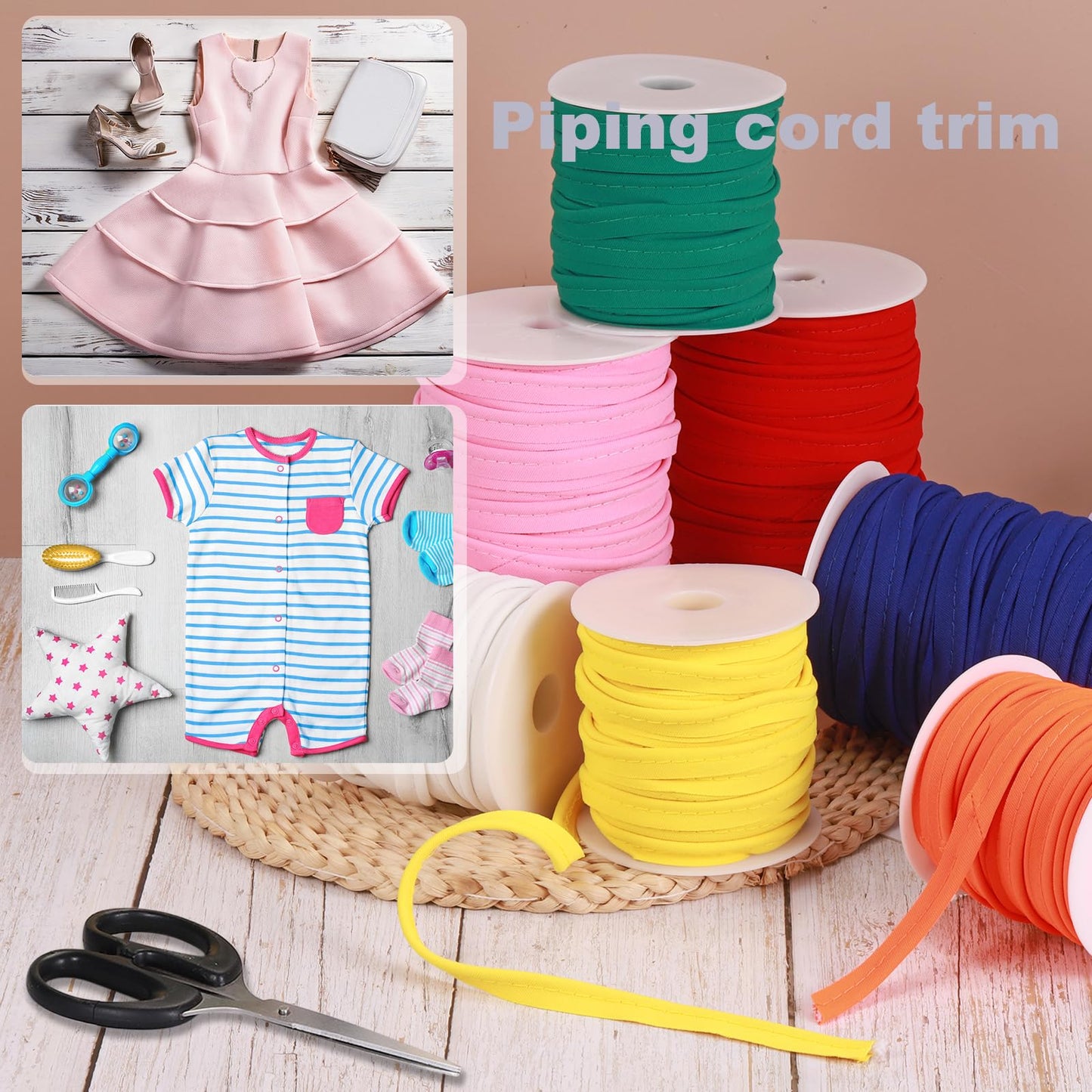 MECCANIXITY Piping Cord Trim 20 Yards 1/2 Inch Piping Tape for Sewing DIY Crafting Fabric Edge Trim Deep Green
