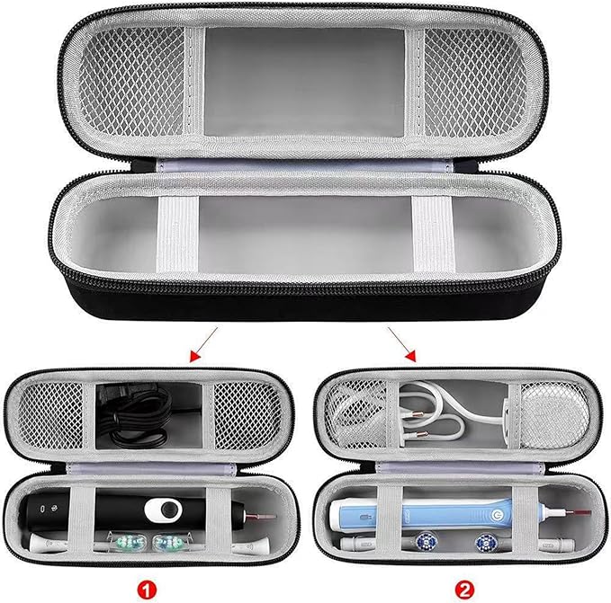 Electric Toothbrush Travel Case, Protective Clean Electric Toothbrush, Hard EVA Case Cover Storage Bag Holder with Mesh Pocket for Accessories ,Fits Most Powered Toothbrush Products (Black)