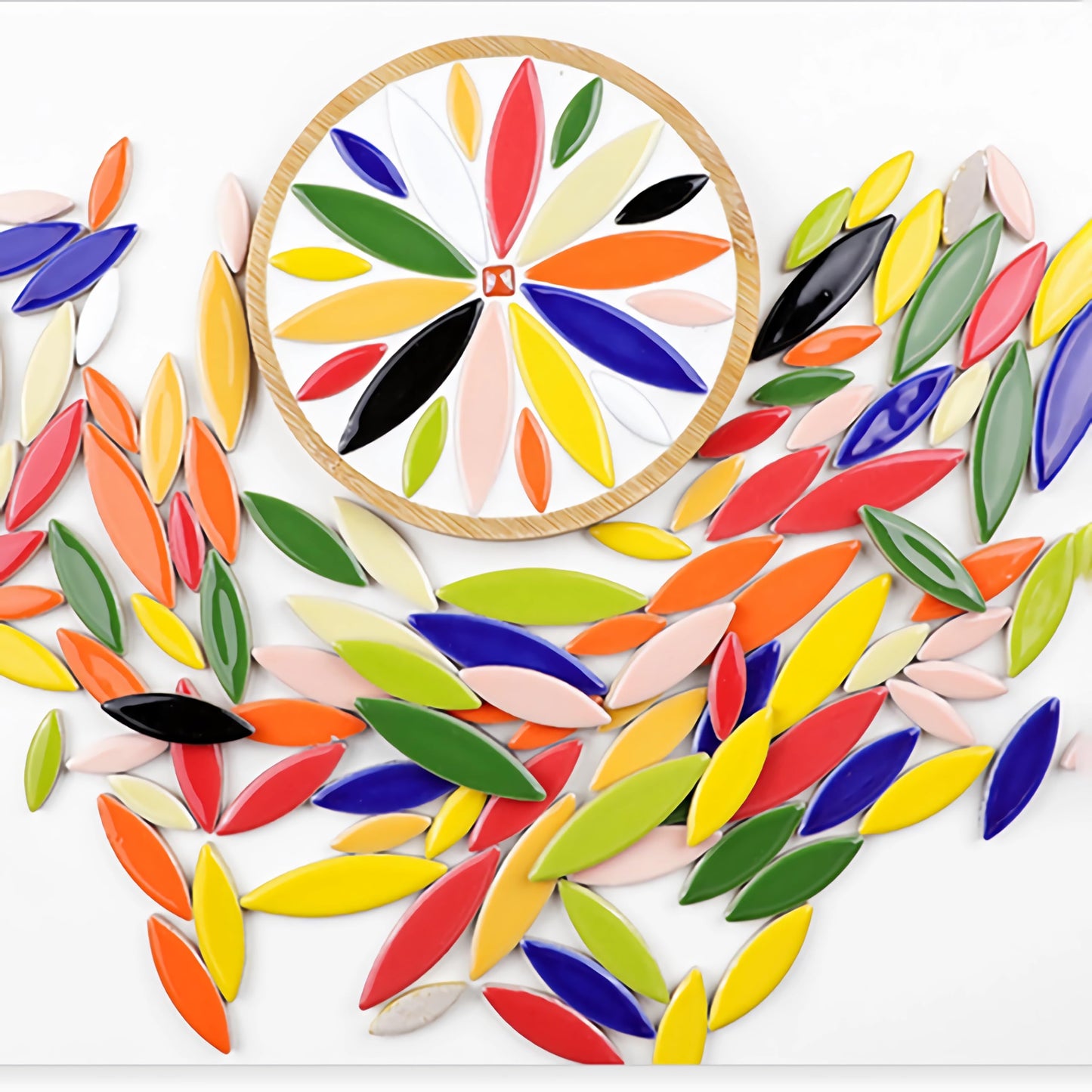 ZWCT 200g Ceramic Mosaic DIY Set Colorful Petal Ceramics Leafy Vein Mosaic Tiles Craft Materials Mosaic Art Materials - Light Green