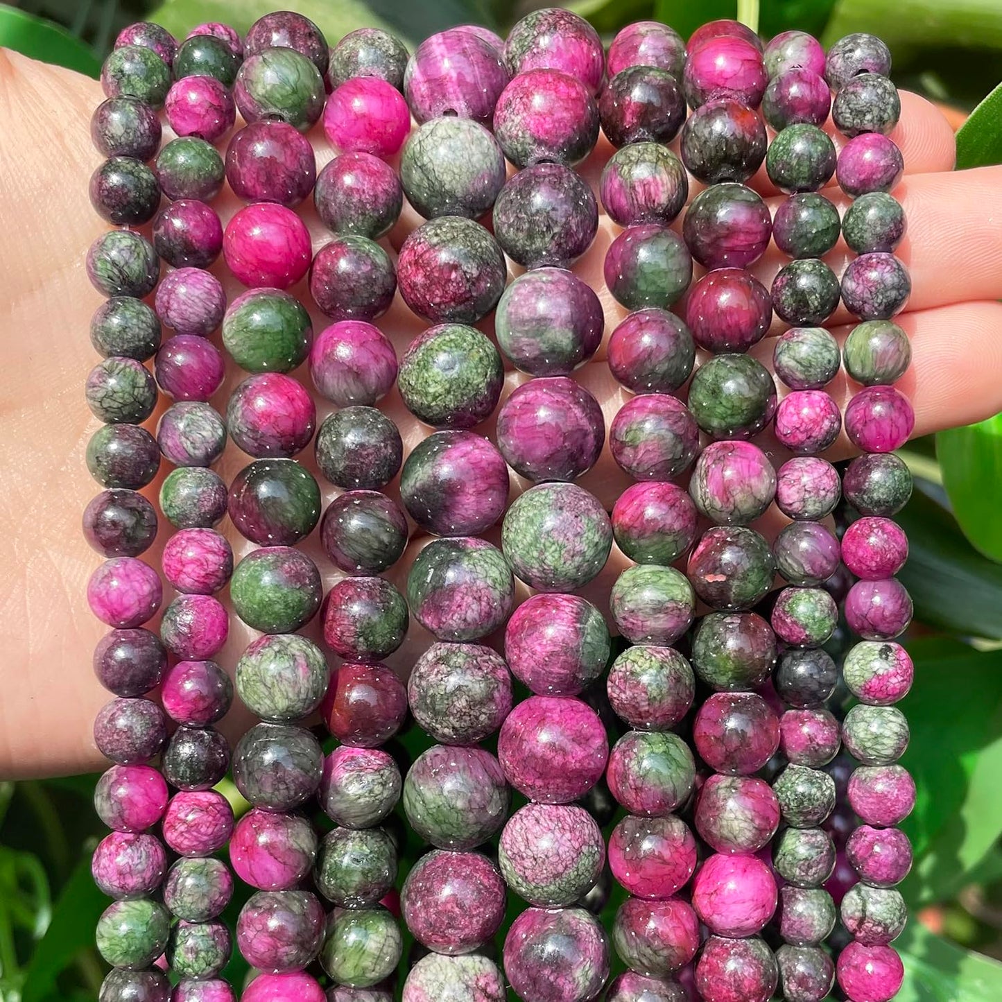 NITOPUPU 8mm 45pcs Tourmaline Persian Jade Natural Stone Beads for Jewelry Making Supplies, Round Crystal Beads for Bracelets Necklace DIY Crafts
