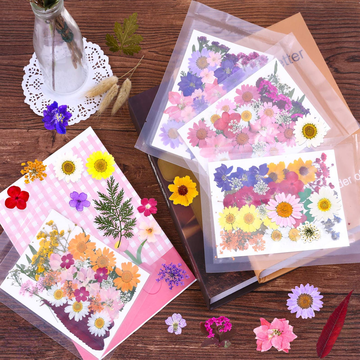140 Pcs Dried Pressed Flowers for Resin, Real Pressed Flowers Dry Leaves Bulk Natural Herbs Kit for Scrapbooking DIY Art Crafts, Epoxy Resin Jewelry Molds, Candle, Soap Making, Nails Dรฉcor