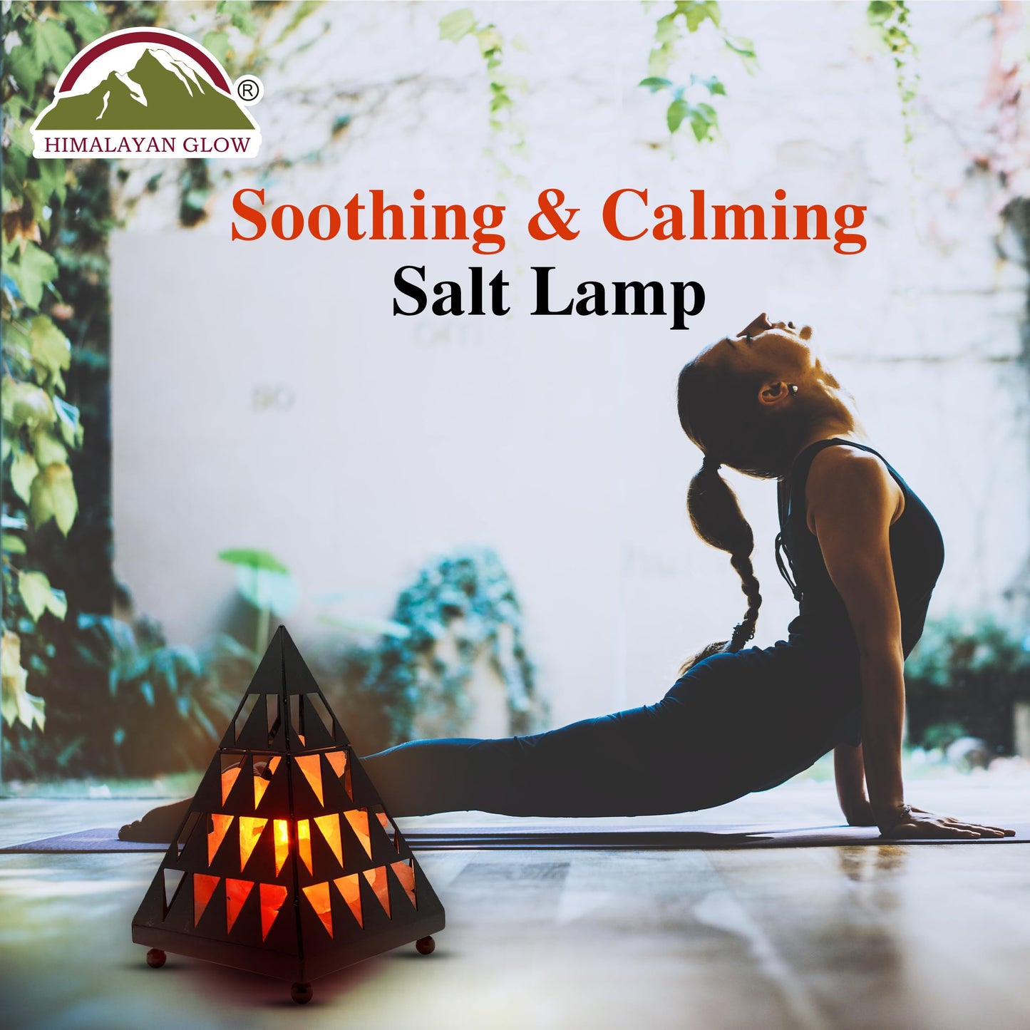 Himalayan Glow Pyramid Style Crystal Salt Lamp with Pink Salt Chunks, ETL Certified, Adjustable Dimmer Switch for Soothing Ambience | Ideal Night Light