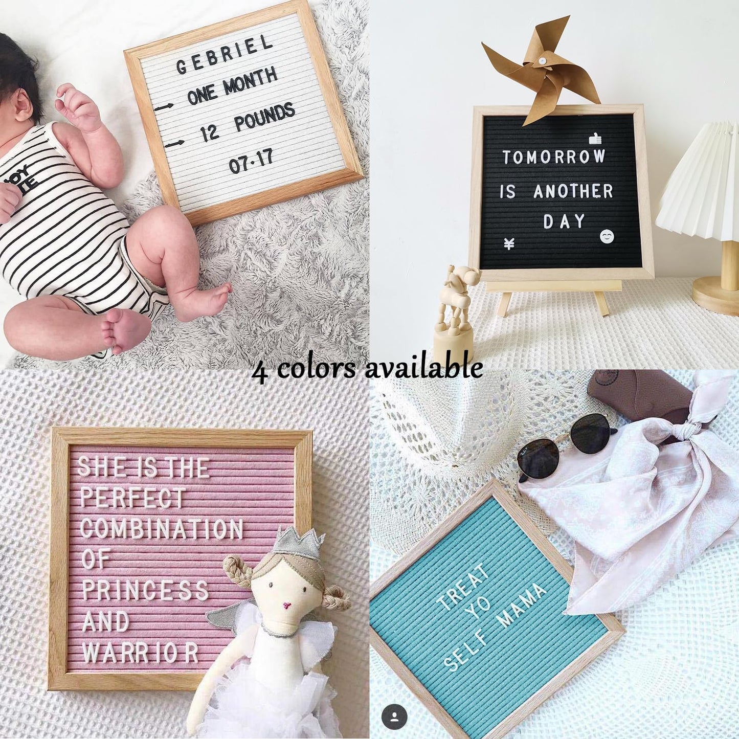 Felt Letter Board with Letters Changeable, Frame Wooden Message Board, Numbers, Symbols & Letters 340 Piece, Tripod Stand, for Baby Announcements, Milestones, Tabletop Decor, Wedding Party Decor