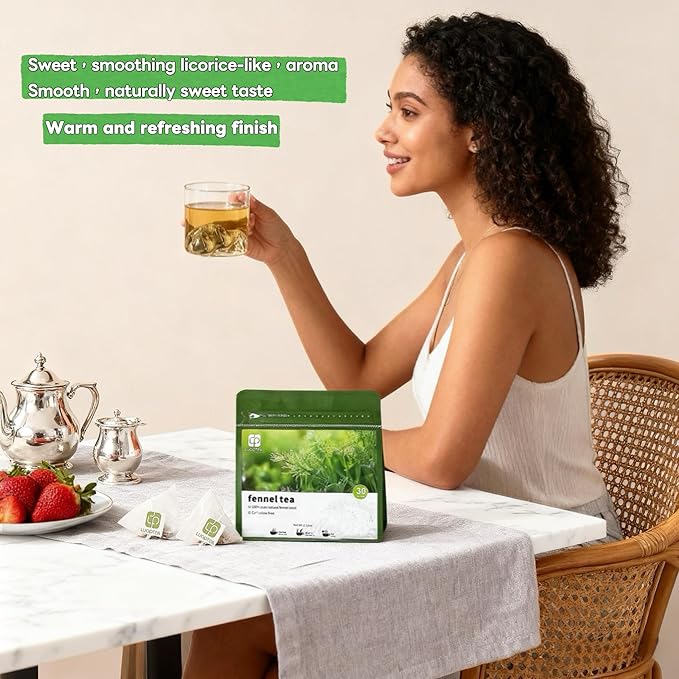 luoptea Fennel tea bags ,Premium Whole Fennel Seeds,100% Natural Material tea bags. Handmade Herbal Tea, Eco-Friendly.No Suger,No Caffeine,vegan(30bags)