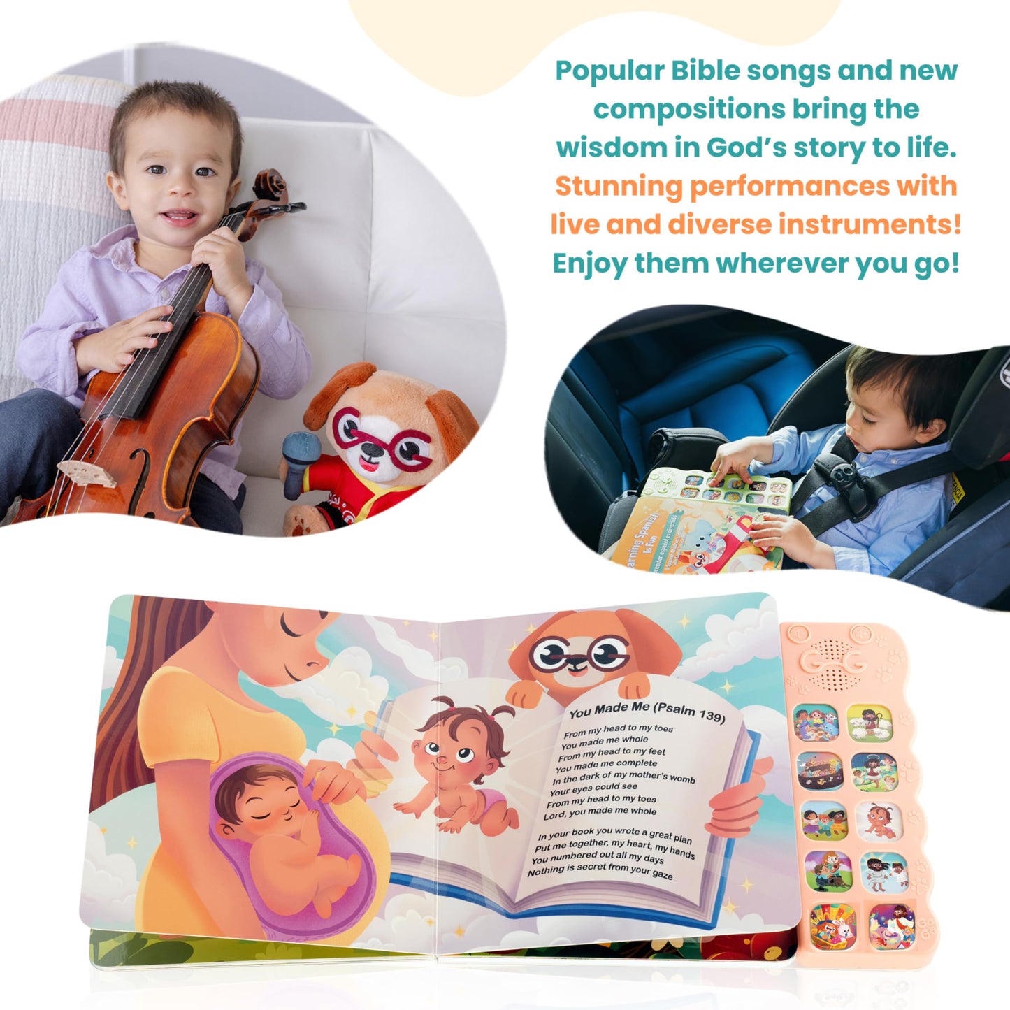 GO GO Songs of Creation and Praise: Christian Baby Books with 10 Songs, Singing Toy, Sound Play for Ages 1-5, Musical Learning, and Interactive Praise Gift for Kids, Bible for Toddlers 1-3