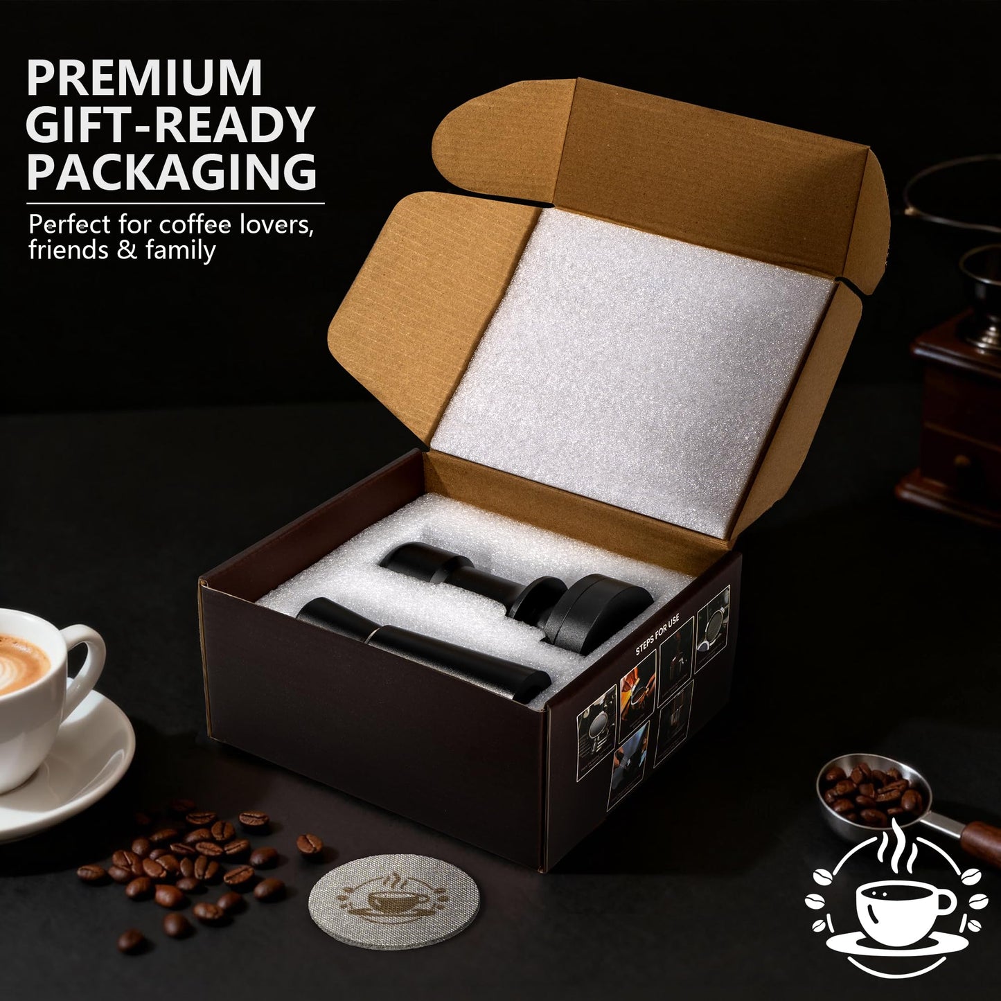 Espresso Tamper 58mm – Fits E61 Portafilter – Compatible With Rocket, Gaggia Classic, Rancilio Silvia, ECM, Profitec, La Marzocco – Spring Loaded Calibrated Self Leveling Coffee Tamper Tool
