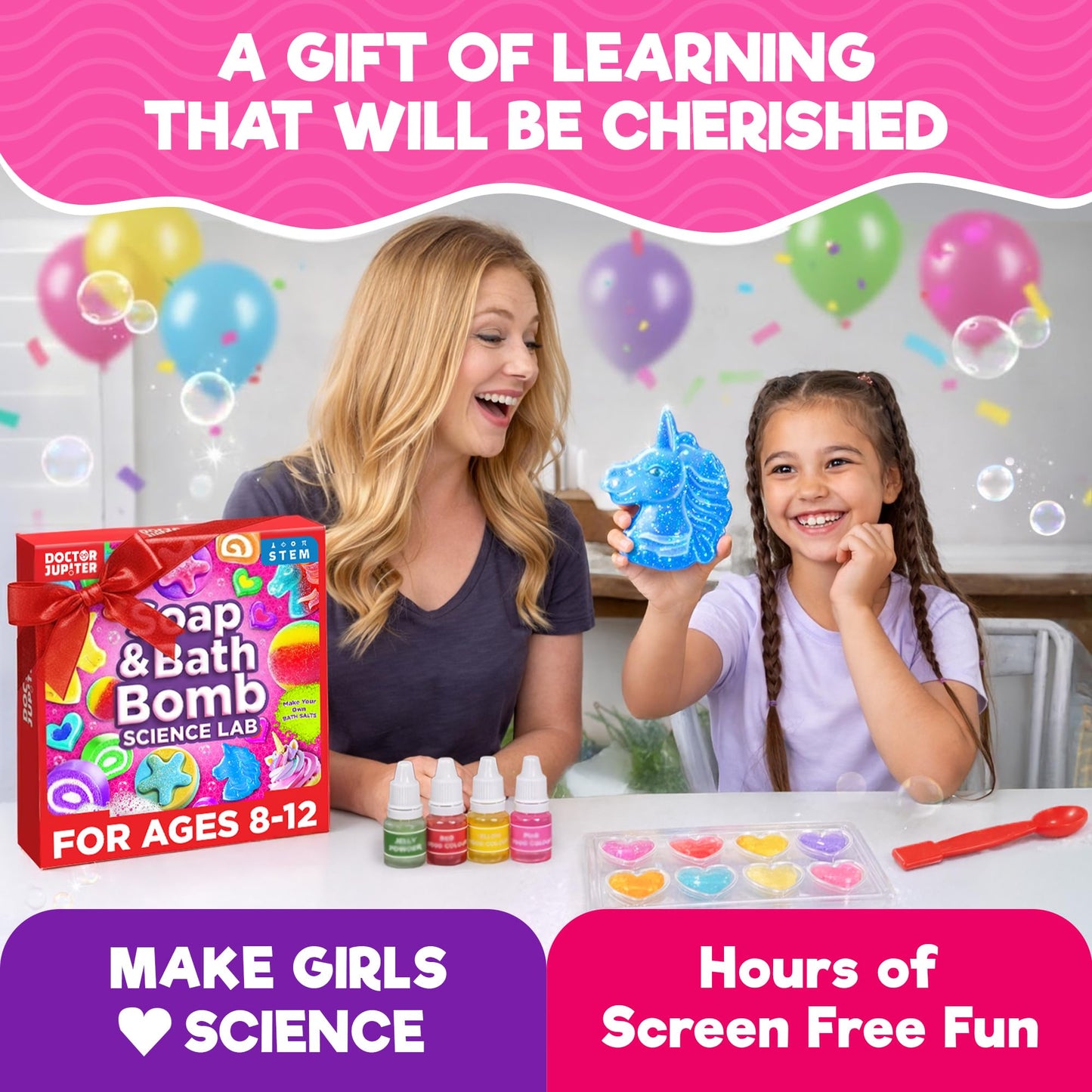 Doctor Jupiter Soap & Bath Bomb Making Kit for Kids, Make Your Own Bath Bombs for Kids Ages 8-12 | DIY Crafts for Girls, Birthday Gift Ideas for 8+ Year Olds