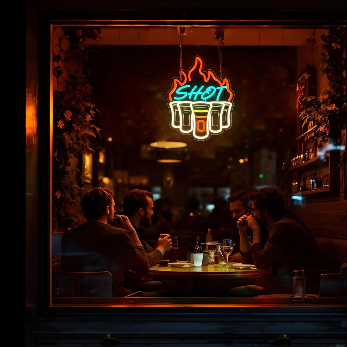 Shot Neon Sign, Bar Neon Signs for Wall Decor, Dimmable Acrylic Neon Lights for Home Bar Pub Club Bistro Man Cave Restaurant Party Decorations Gift