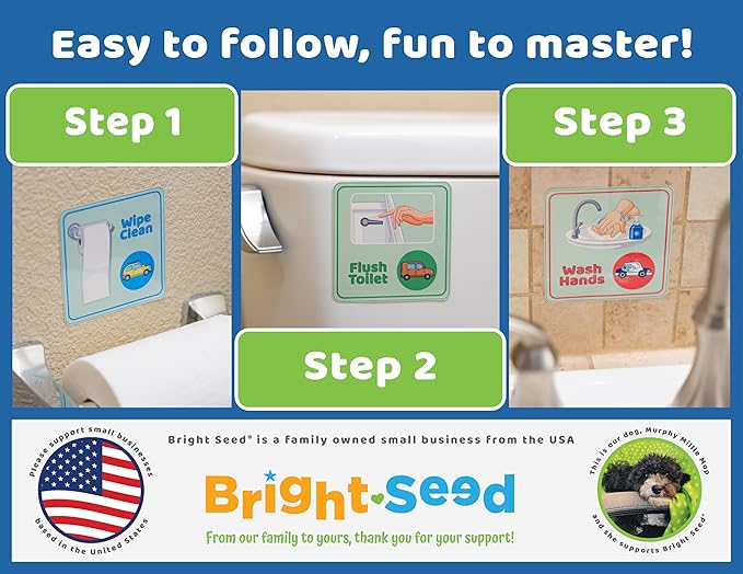 Bright Seed Reusable Magnetic Cars Potty Training Chart, Potty Training for Boys, Potty Training Sticker Chart, Potty Training Rewards for Boys, 12x10 Inches Magnetic Chart with 28 Chips