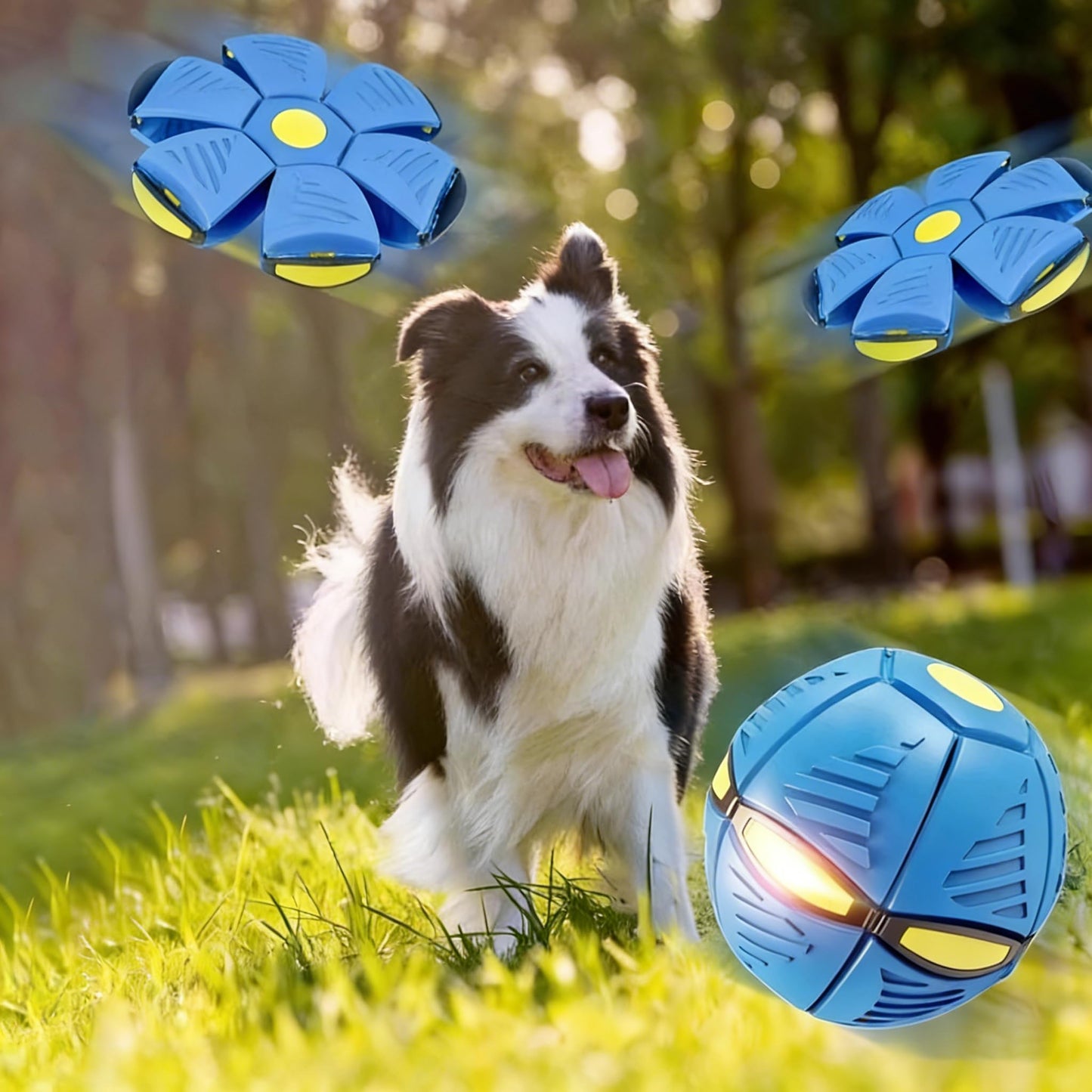 Schythely Magic Meta Ball with 6 LED Lights, Dual Form Freely Switchable Magic Bouncing Ball for Kids for Indoor & Outdoor (Blue)
