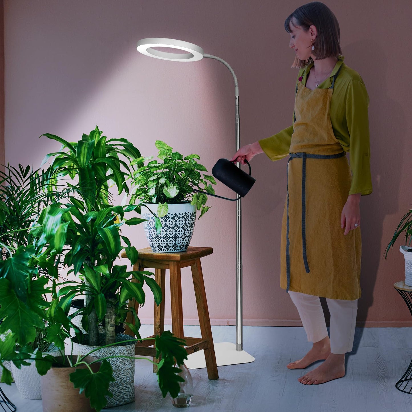 Grow Lights for Indoor Plants - Full Spectrum LED Plant Growing Light with 3H/9H/12H Auto Timer, Height Adjustable (16-67"), 3 Color Modes, 10 Dimming - Sun Lamp for Large Tall Small Plant- White