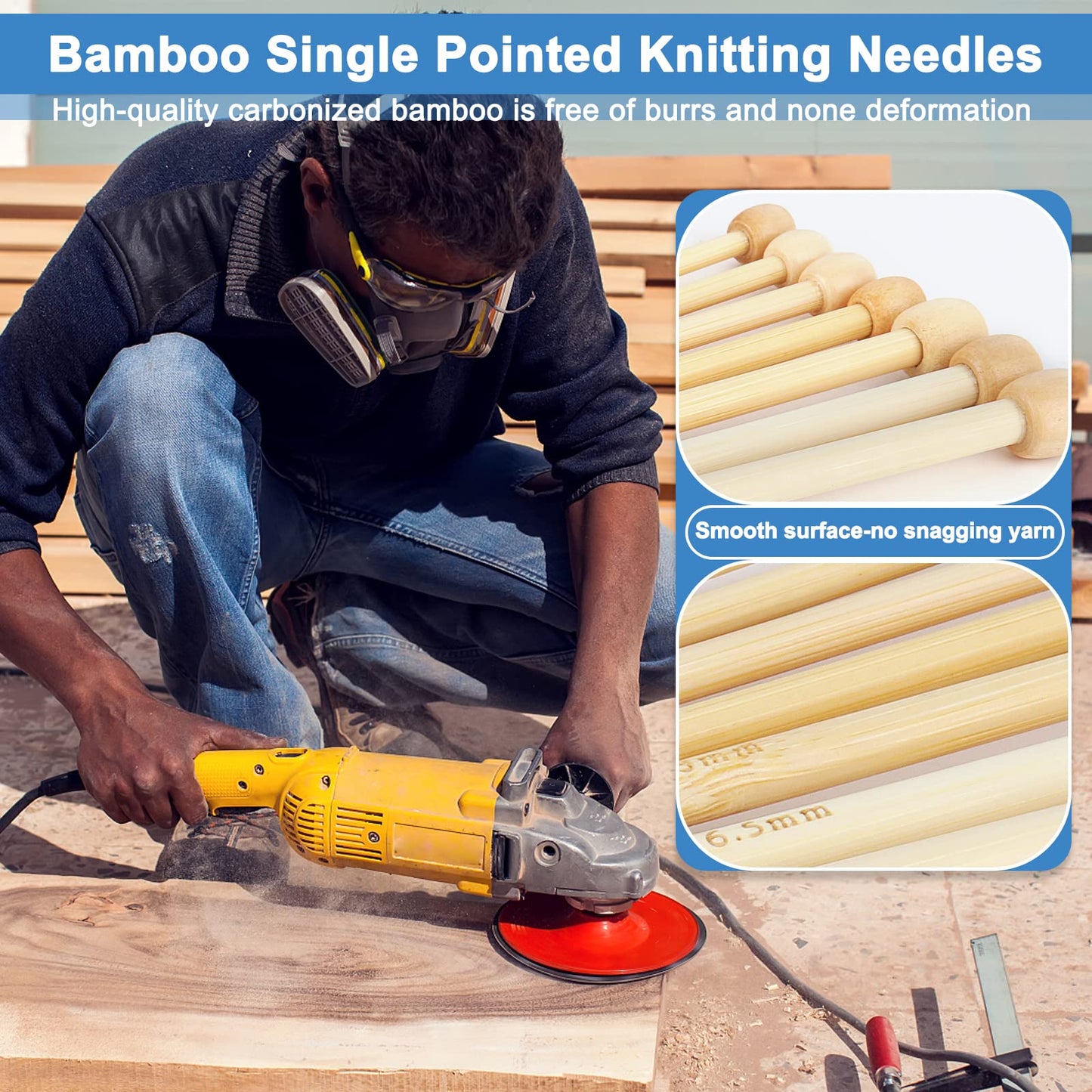 Coopay Knitting Kit for Beginners 71pcs | 2mm-10mm Single Pointed Knitting Needles Set | Bamboo Knitting Set with Yarn | Straight Knitting Needles, Storage Case, Knitting Accessories, Knitters Gifts